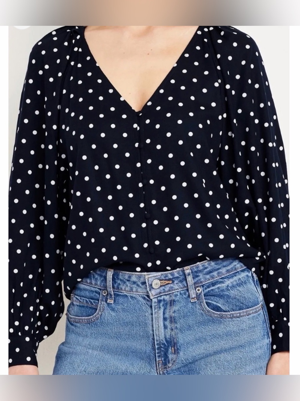 Old Navy V Neck Polka Dot Blouse